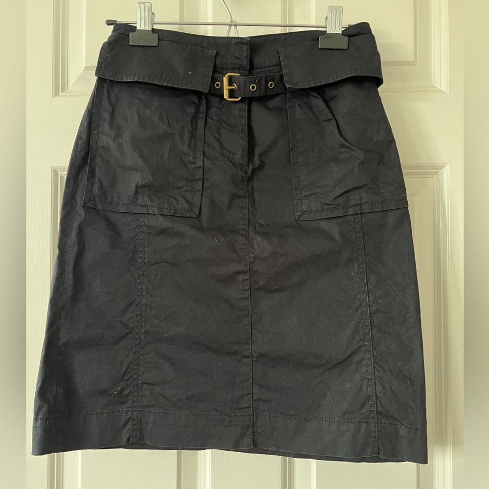 Derek Lam black belted utility cotton skirt, size 2
